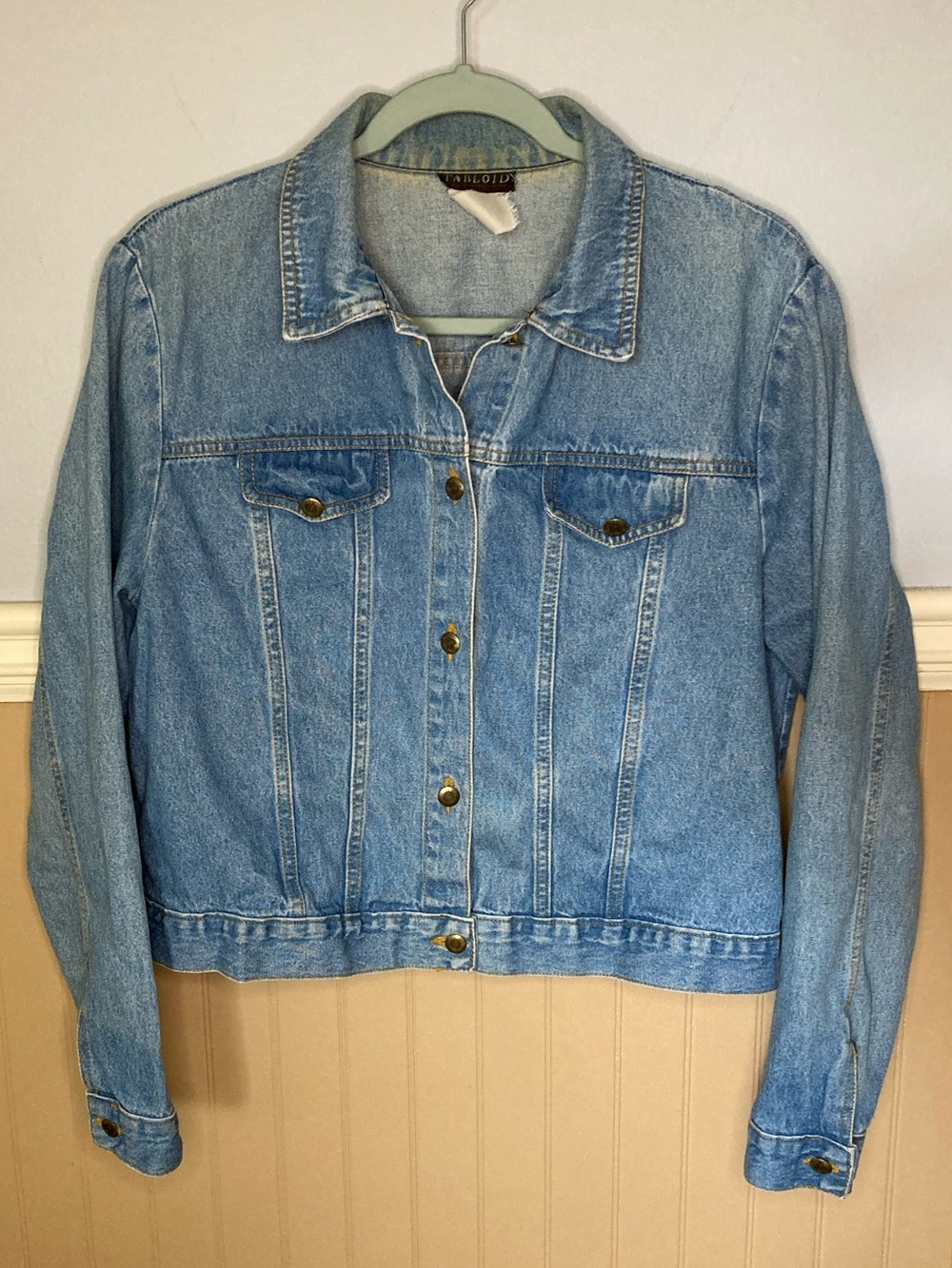 Vintage Tabloid Denim Trucker Jacket | Light Wash | 90s Y2K Style